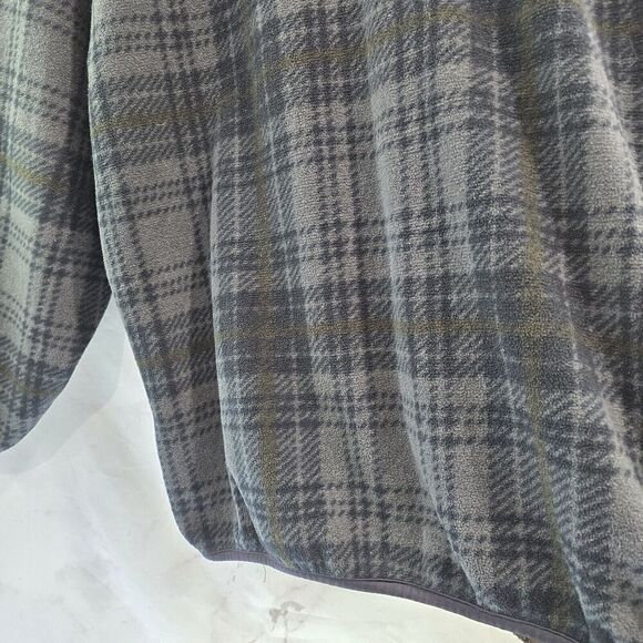 Fleece Vintage Pullover Mens Large Gray Quarter Zip 90s Jacket Sweater Plaid - Picture 9 of 12